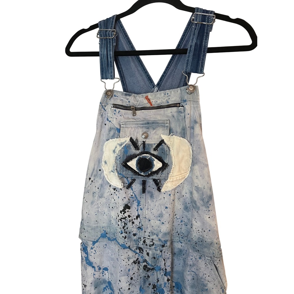 Free‎ People x Tricia Fix Funky Long Skirtall Denim Dress Evil Eye Medium Large - Picture 4 of 9
